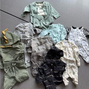 Assorted boy Clothing bundle in Green, Gray, and neutrals